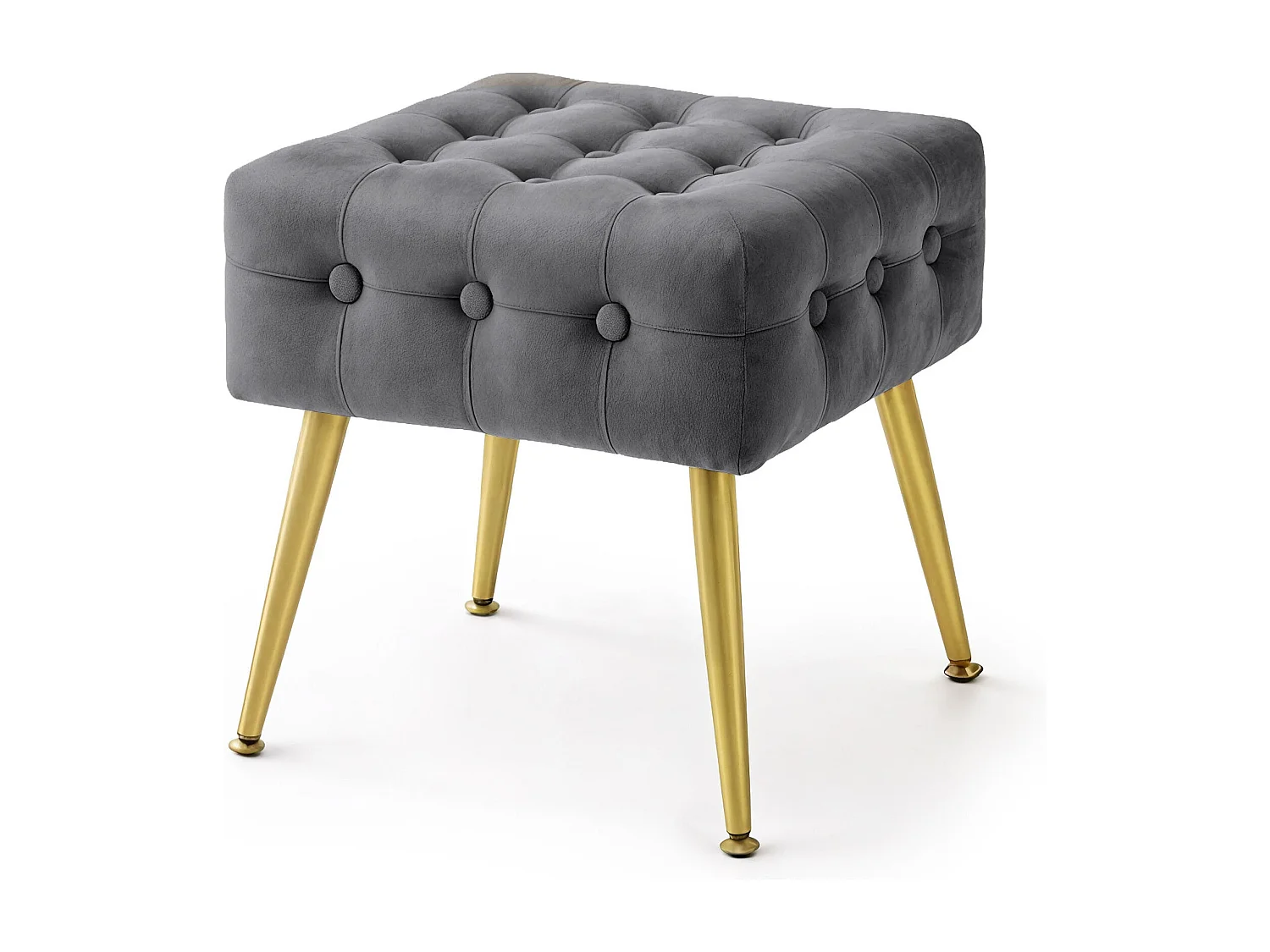 Tabouret rembourré en velours 40 cm QUADRA Gris Foncé