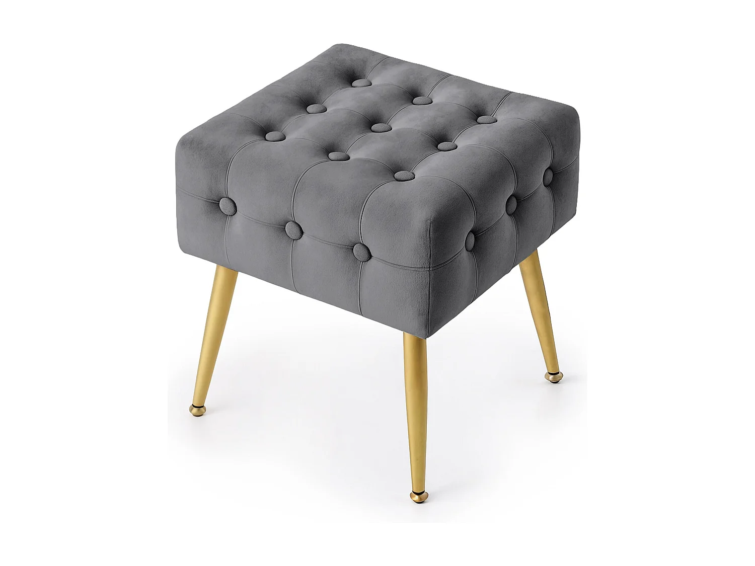 Tabouret rembourré en velours 40 cm QUADRA Gris Foncé