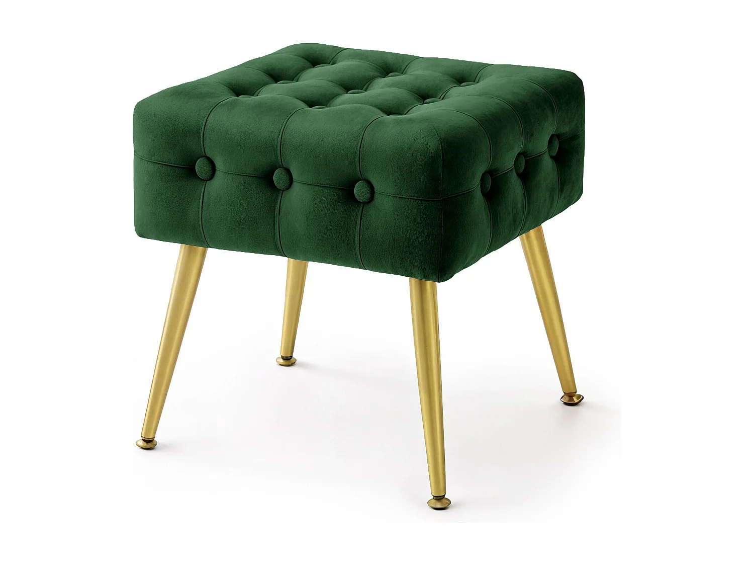 Tabouret rembourré en velours 40 cm QUADRA Vert Bouteille