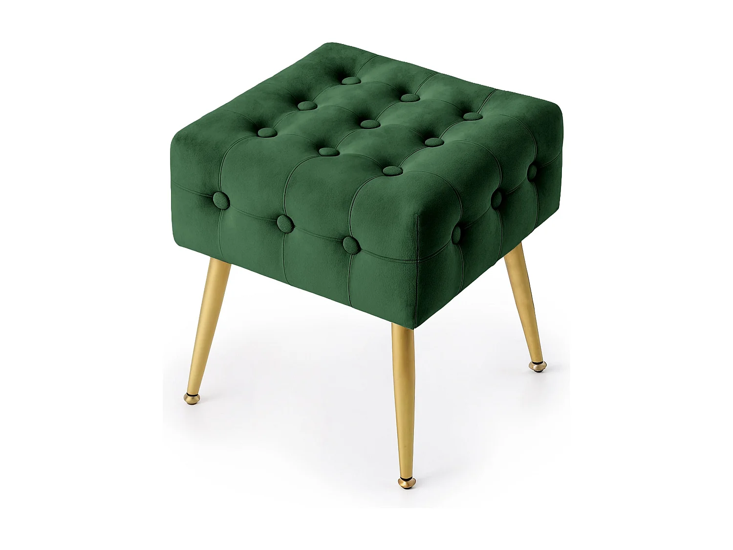 Tabouret rembourré en velours 40 cm QUADRA Vert Bouteille