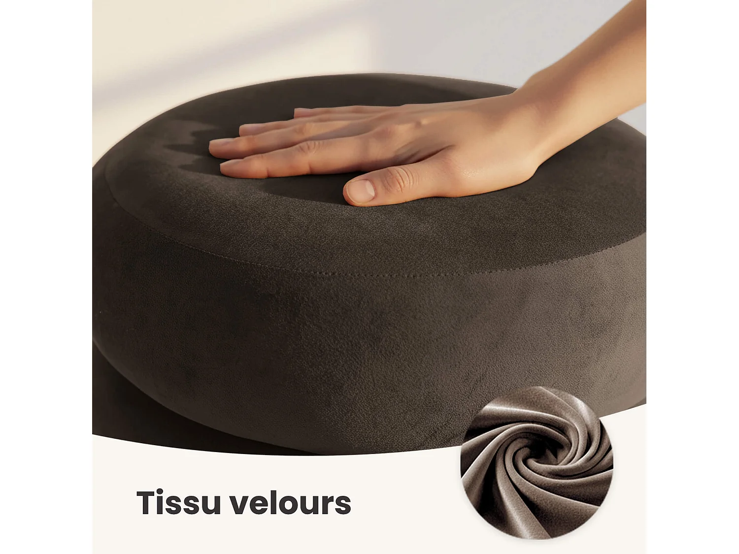 Tabouret en velours avec rangement 42 cm SNUGGO Marron