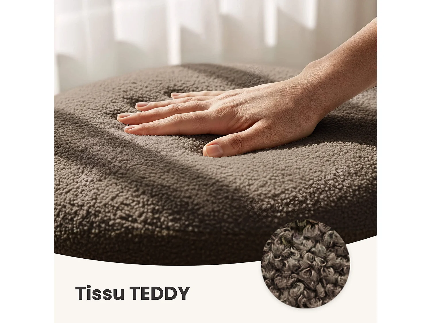 Pouf contenedor cilíndrico en tejido teddy 55 cm MOLLIS Bronce