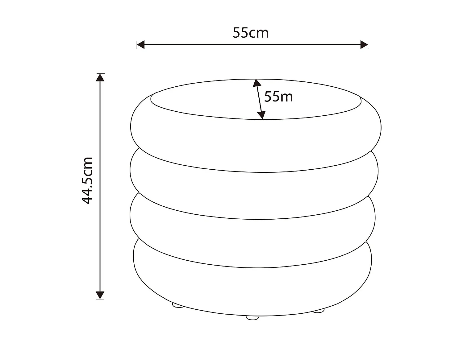 Tabouret en tissu teddy avec rangement 55 cm MOLLIS Marron
