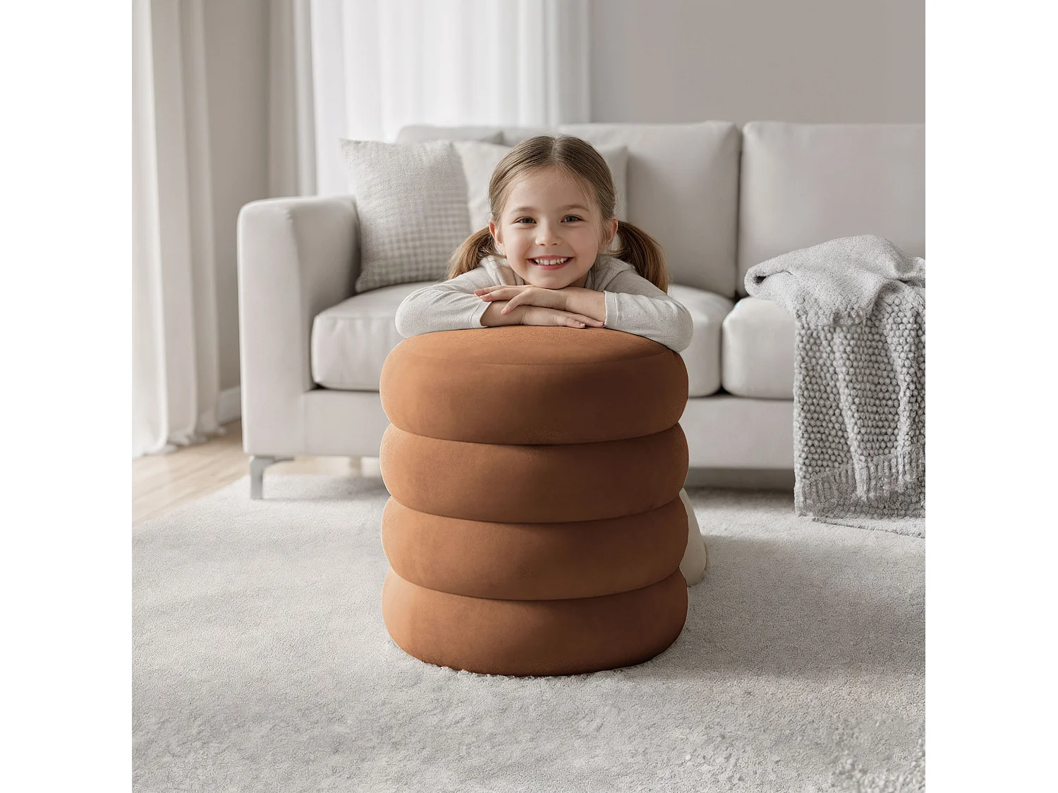 Tabouret en velours avec rangement 42 cm SNUGGO Cuivre