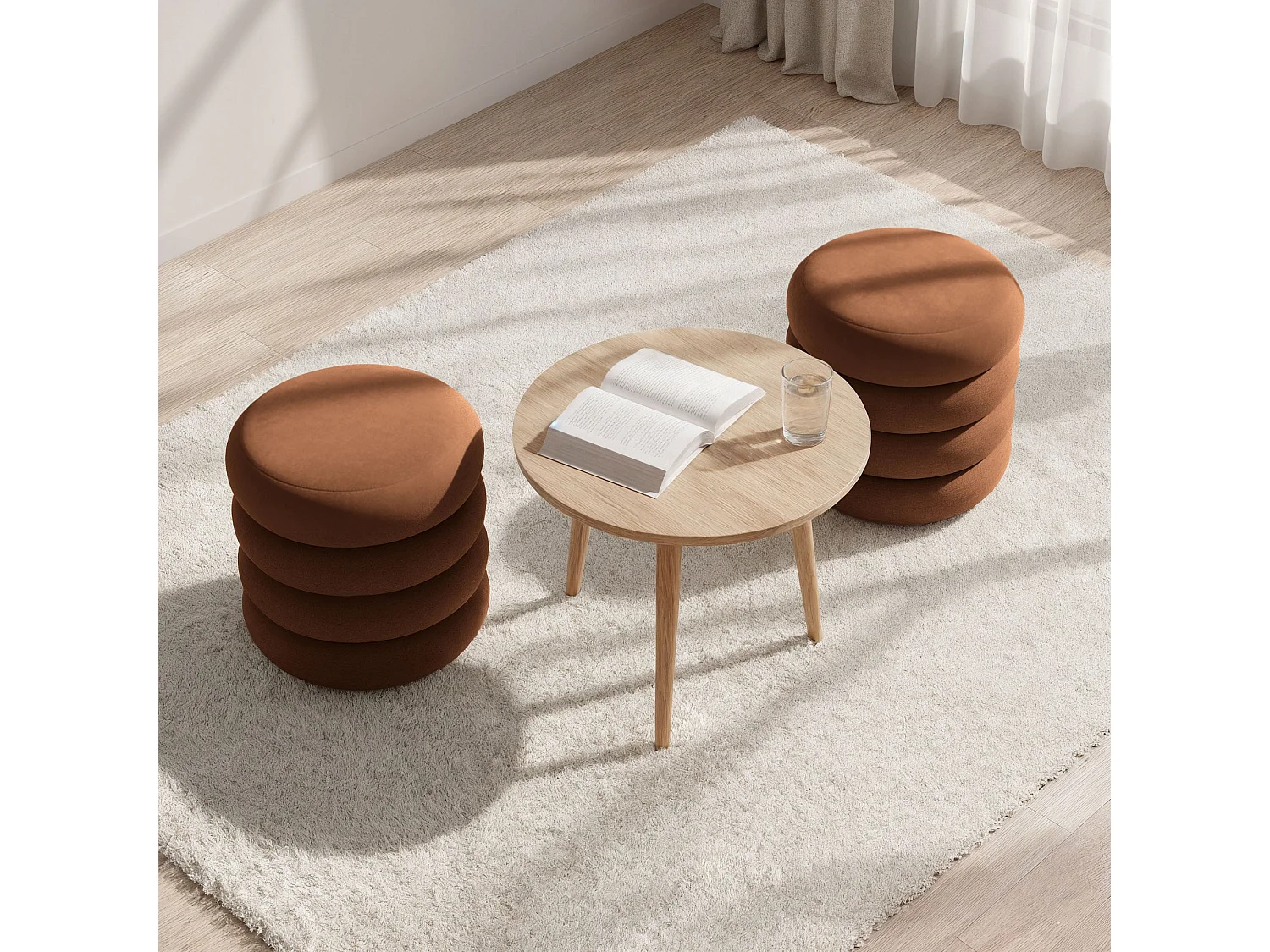 Tabouret en velours avec rangement 42 cm SNUGGO Cuivre