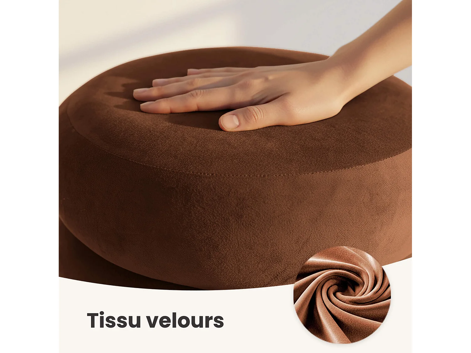 Tabouret en velours avec rangement 42 cm SNUGGO Cuivre