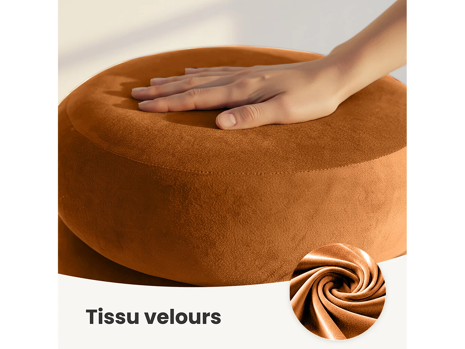 Pouf contenitore cilindrico in velluto 42 cm SNUGGO Ruggine