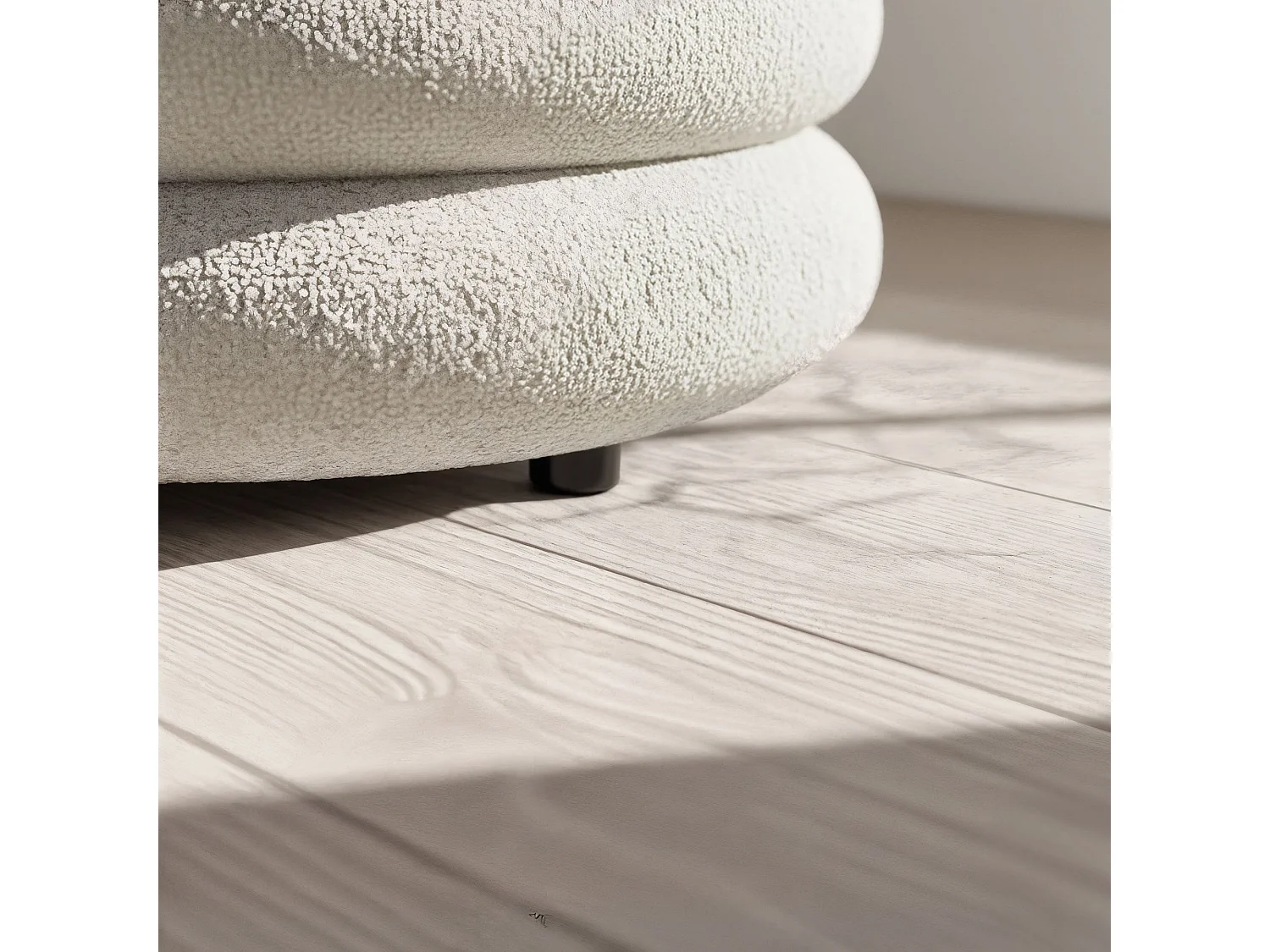 Pouf contenitore cilindrico in tessuto teddy 42 cm SNUGGO Bianco Nebbia