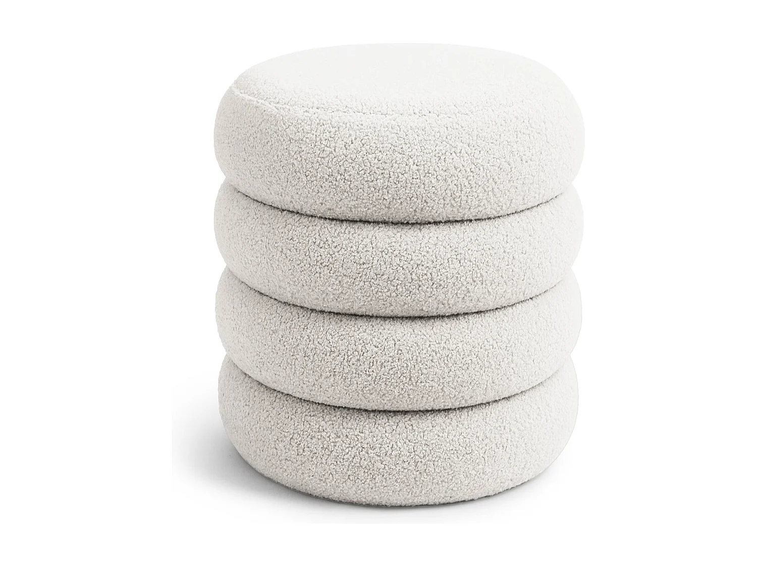 Tabouret en tissu teddy avec rangement 42 cm SNUGGO Blanc Brumeux