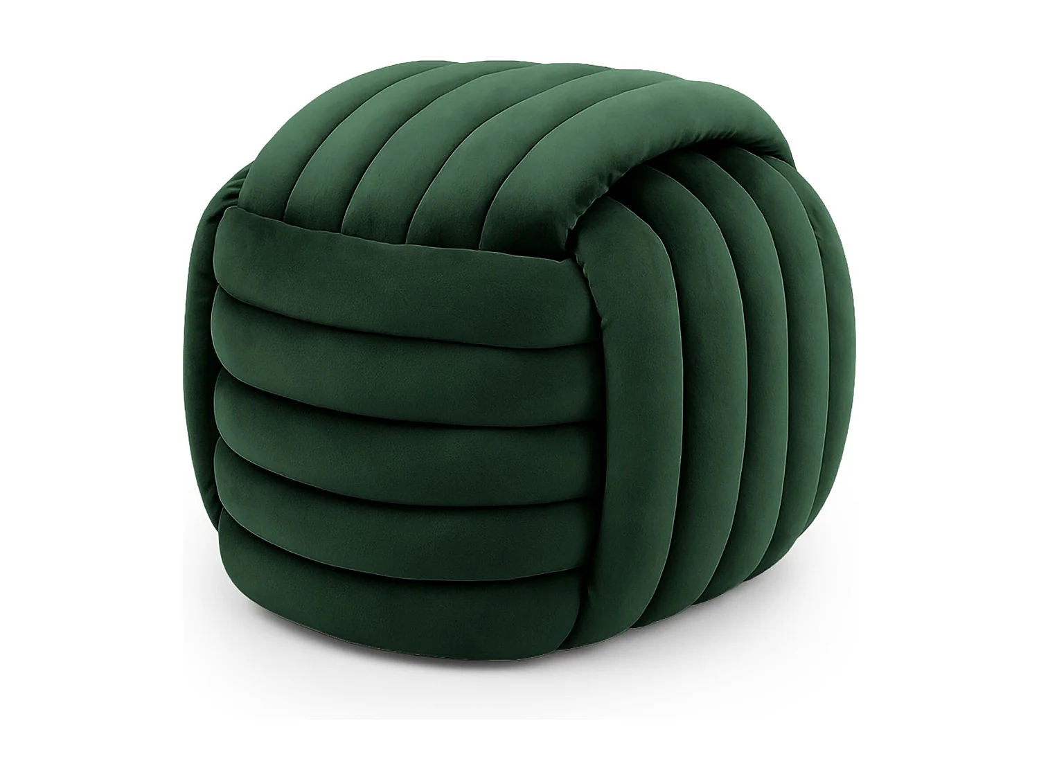 Pouf tressé en velours 53 cm NILO Vert Bouteille