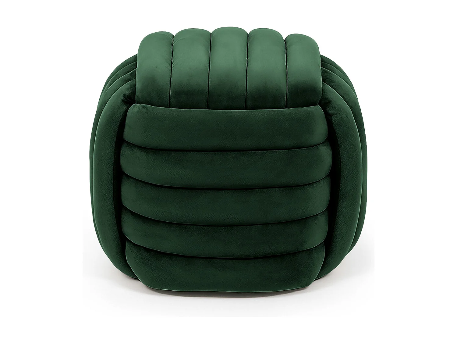 Pouf tressé en velours 53 cm NILO Vert Bouteille