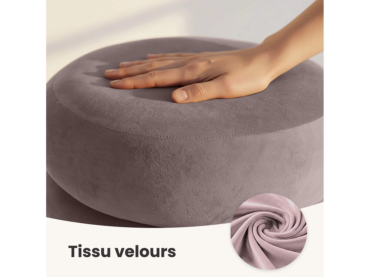 Pouf contenitore cilindrico in velluto 42 cm SNUGGO Rosa Polvere