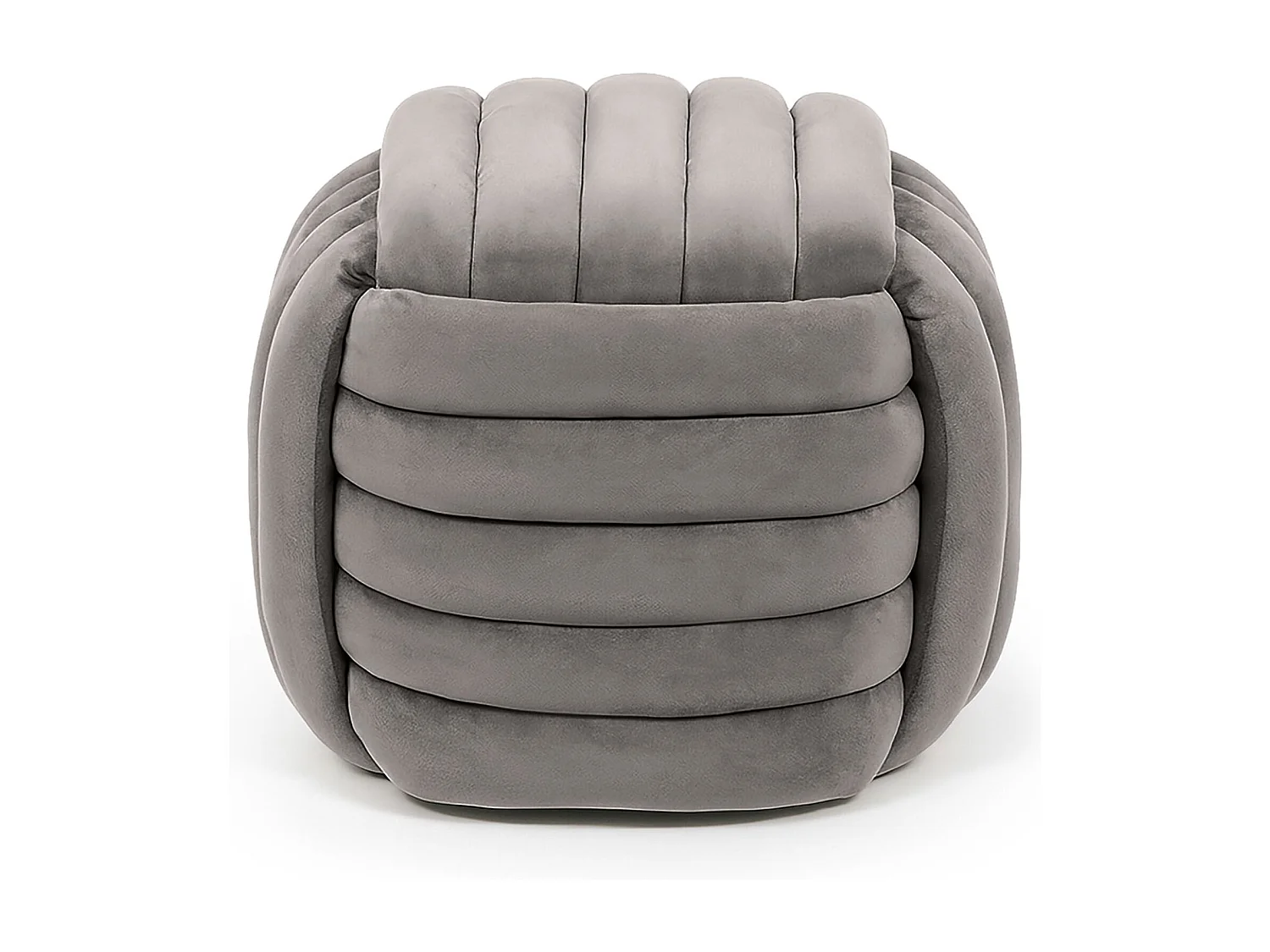 Pouf tressé en velours 53 cm NILO Gris Clair