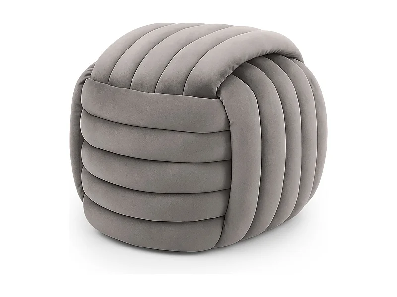 Pouf anudado en terciopelo 53 cm NILO Gris Claro