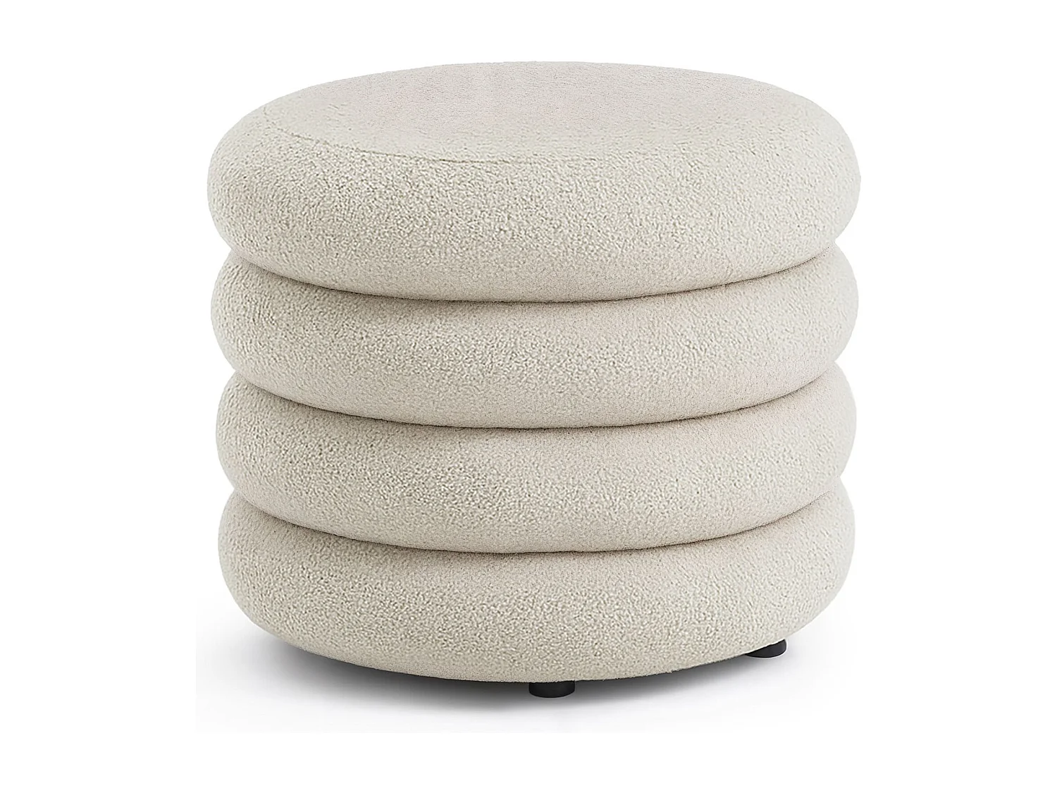 Pouf contenedor cilíndrico en tejido teddy 55 cm MOLLIS Blanco Niebla