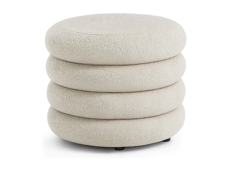 Pouf contenedor cilíndrico en tejido teddy 55 cm MOLLIS Blanco Niebla
