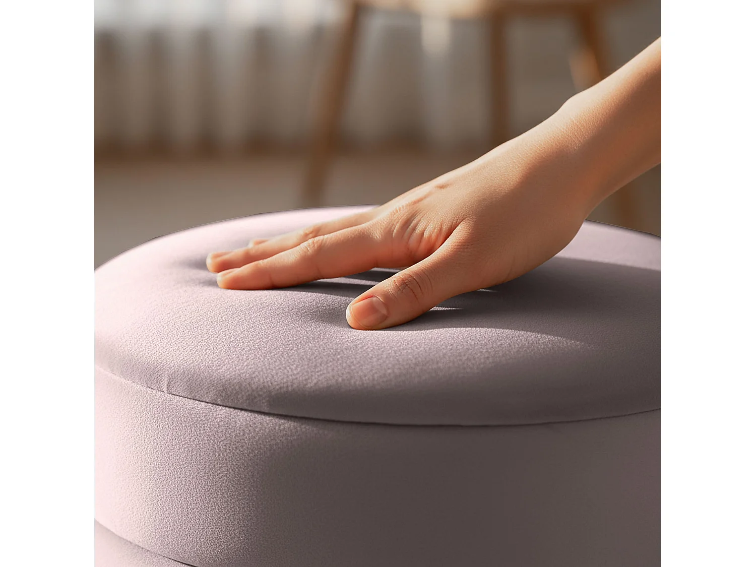 Pouf contenitore cilindrico in velluto 40 cm LUNA Rosa Polvere