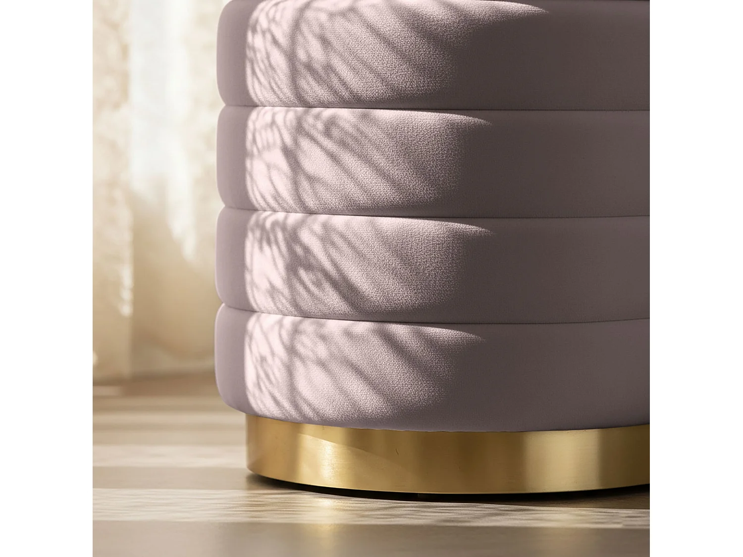 Tabouret rembourré en velours avec rangement 40 cm LUNA Rose Poudré