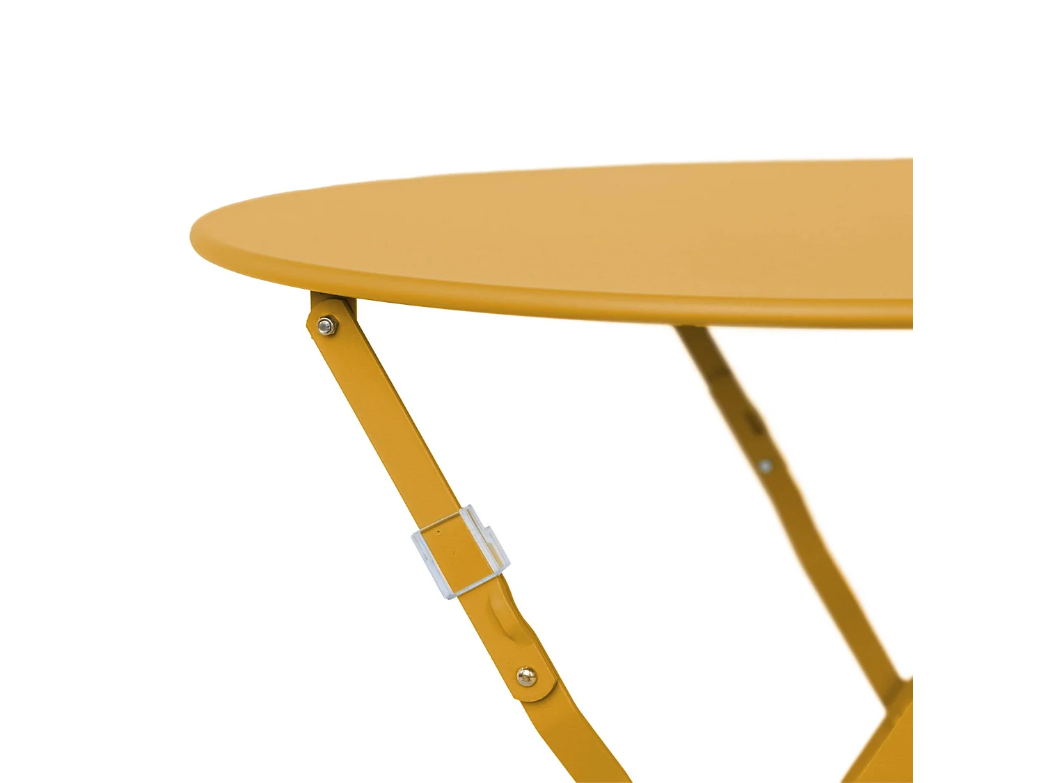 Table de jardin bistrot pliante métal + 2 assises ocre Ø60 x 70cm. acier thermolaqué