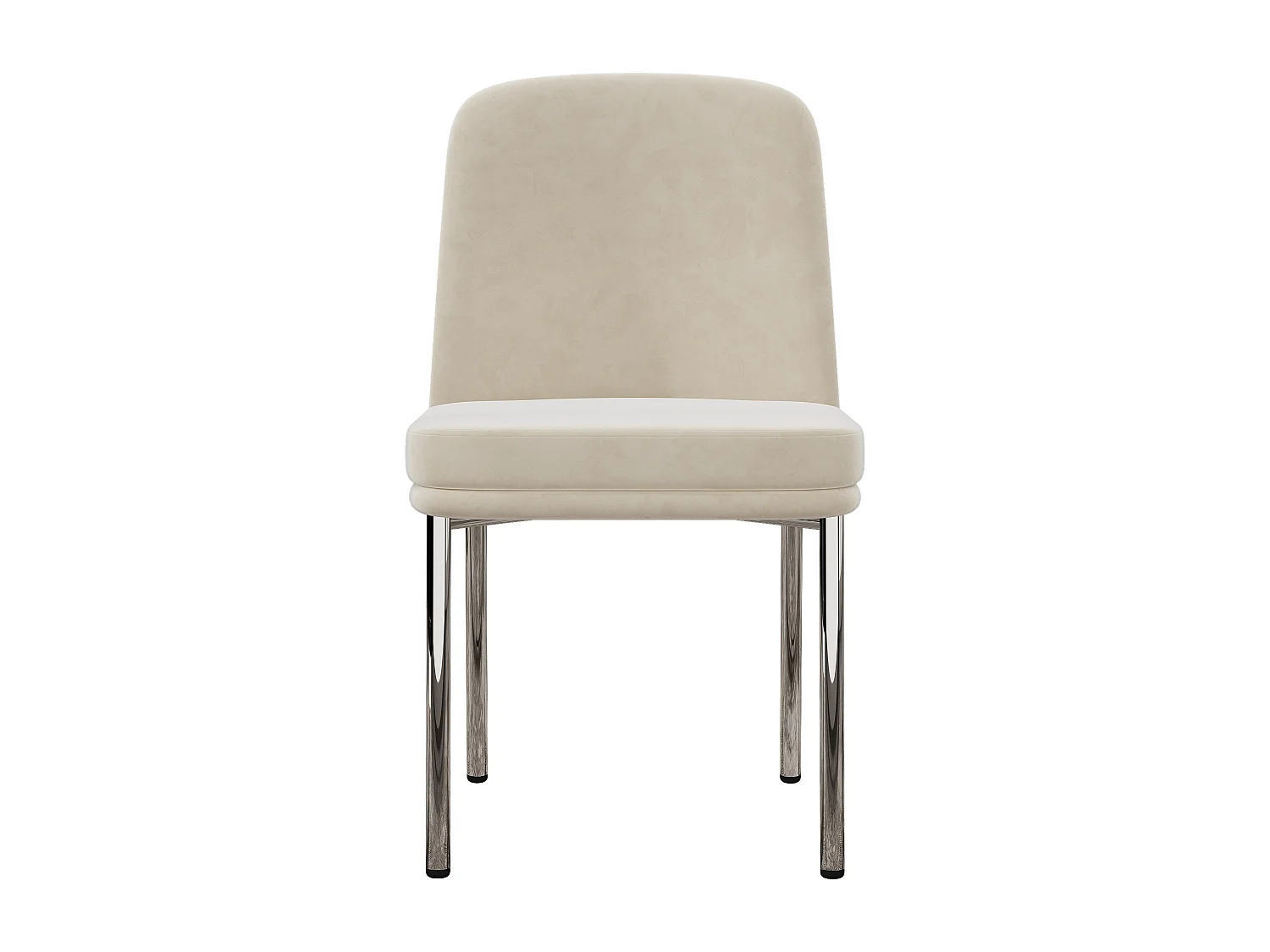 Set di 4 sedie da pranzo - con cuscini del sedile imbottiti - gambe di sedia in metallo argentato - Tessuto in velluto - Beige