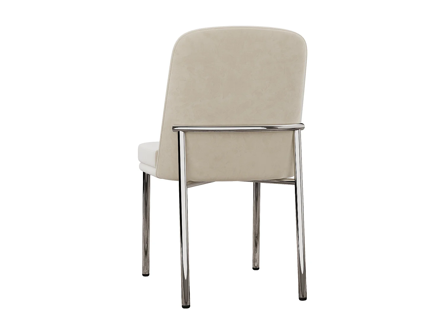 Set di 6 sedie da pranzo - con cuscini del sedile imbottiti - gambe di sedia in metallo argentato - Tessuto in velluto - Beige