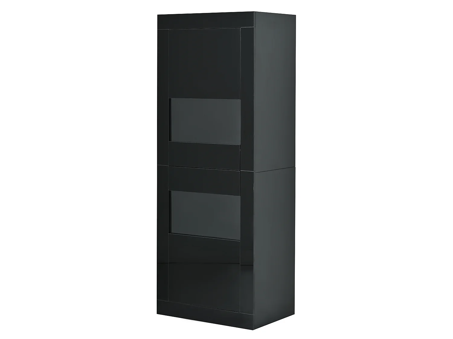 Vitrine laquée brillante 61x42x162 cm - avec éclairage LED - 2 portes - Étagères en verre réglables - Noir