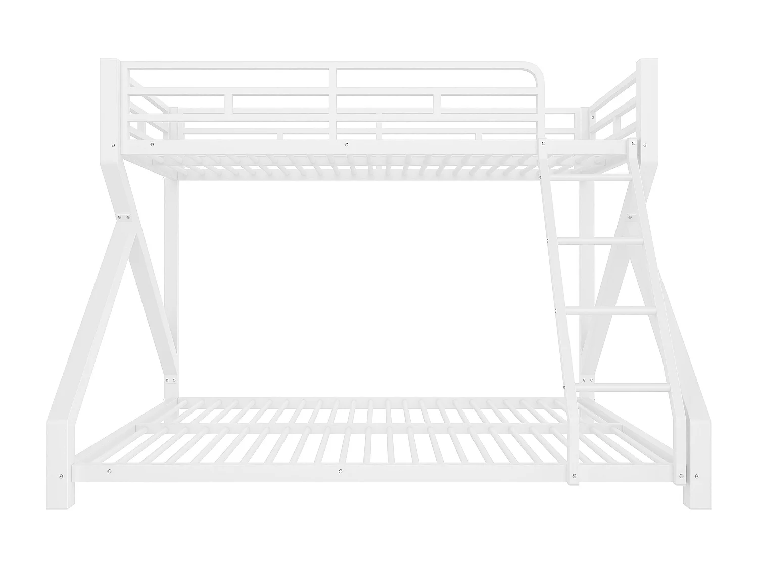 Łóżko piętrowe 90x200cm + 140x200cm - konstrukcja stalowa - z LED - z barierkami bezpieczeństwa i drabiną - biały​ (materac nie jest wliczony w cenę)