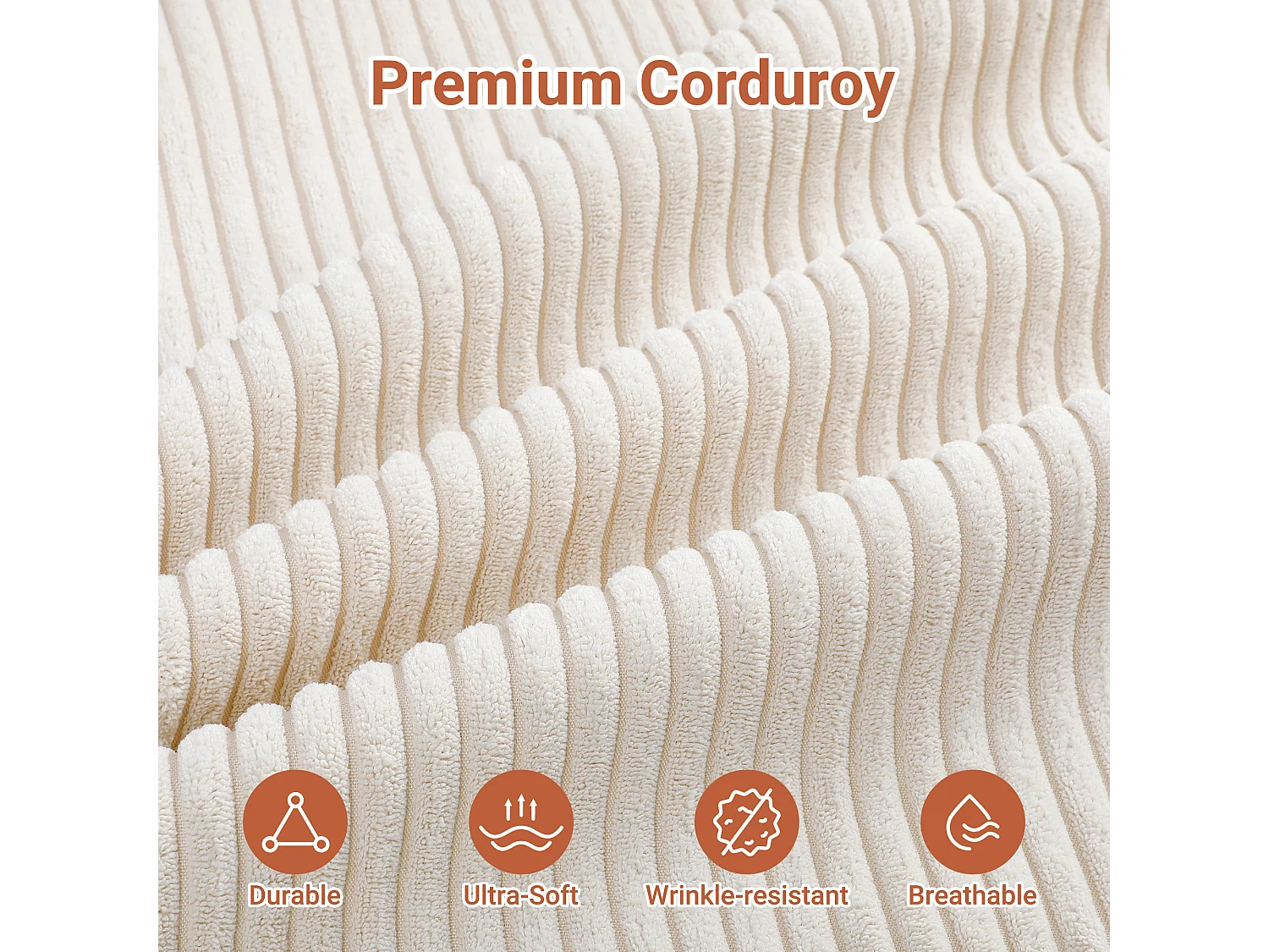 Canapé d'angle gauche modulable 3 places en velour côtelé, avec 2 oreillers, méridienne 70x125cm, Beige