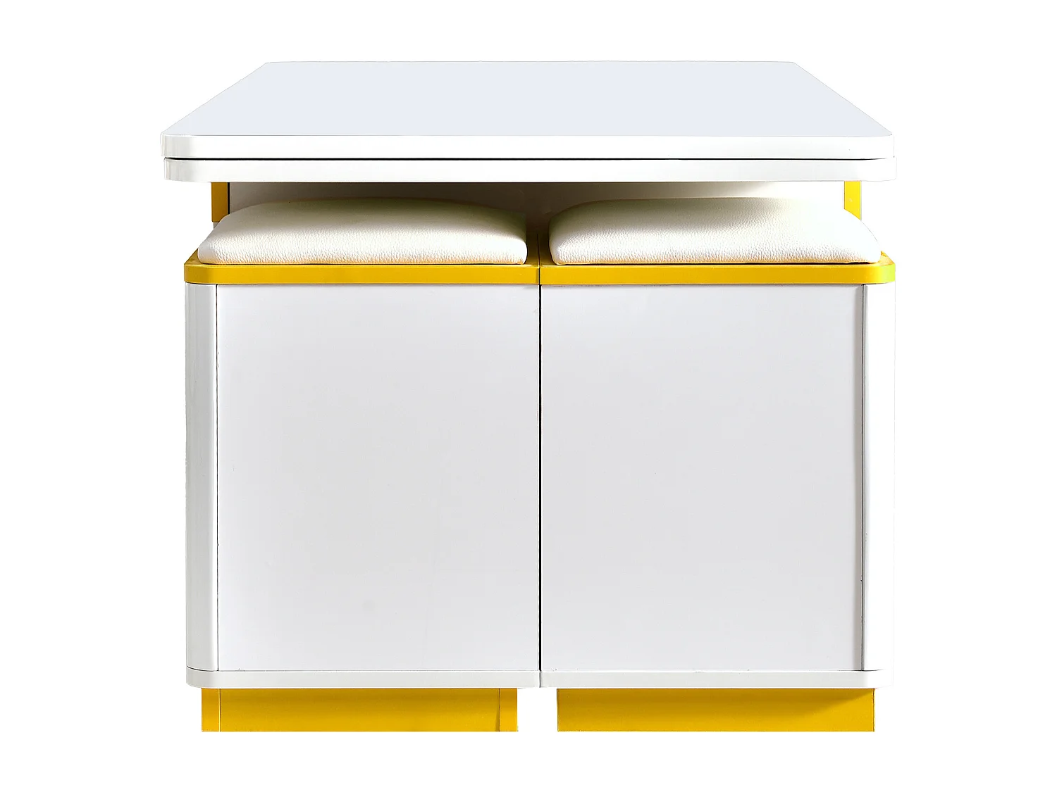 Nowoczesny stolik kawowy regulowany 100x50x43cm - z 4 taborecikami do przechowywania - 1 szuflada - Biały