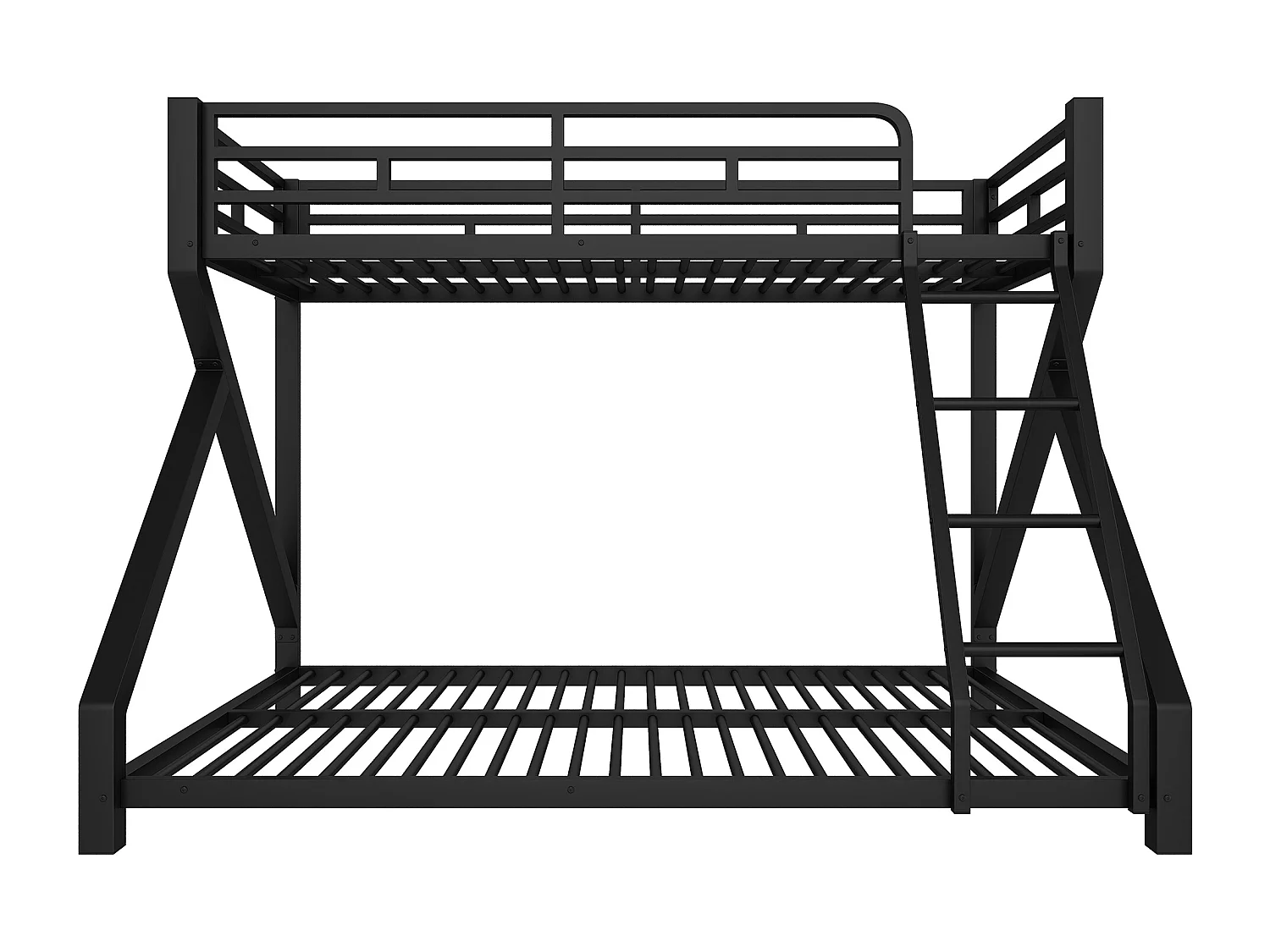 Łóżko piętrowe 90x200cm + 140x200cm - konstrukcja stalowa - z LED - z barierkami bezpieczeństwa i drabiną - czarny (materac nie jest wliczony w cenę)