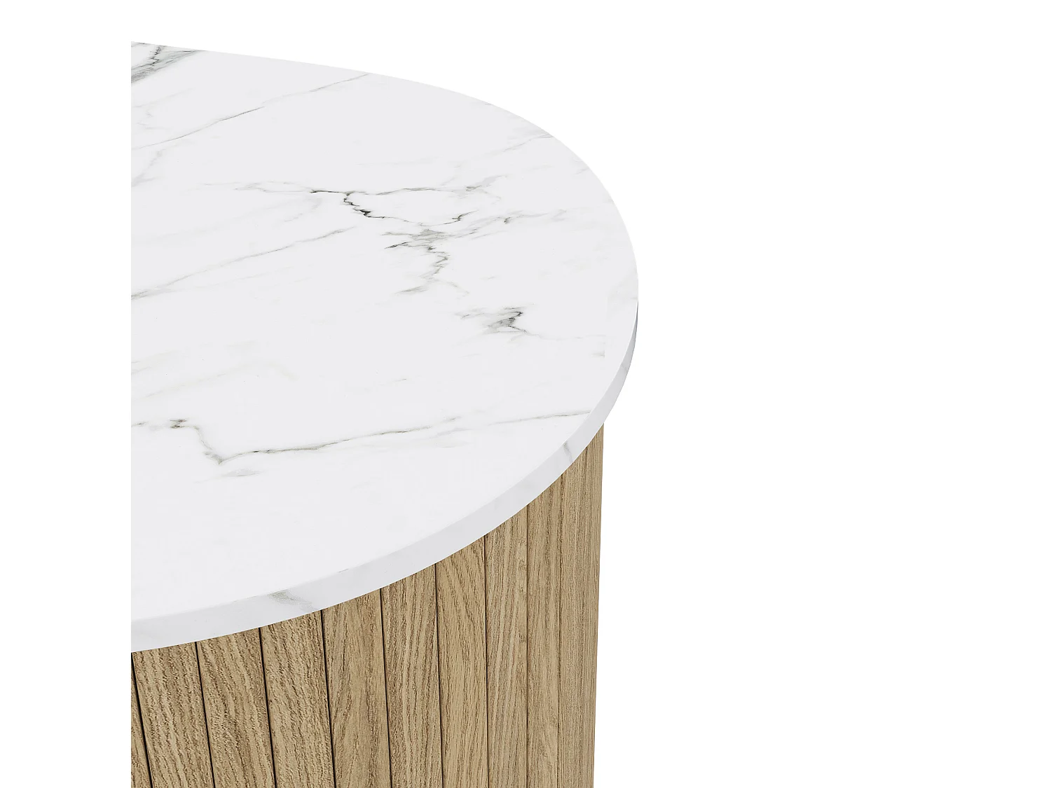 Set aus 2 modernen Couchtischen - Marmorstruktur - Holzoptik - Unregelmäßiges Design - MDF - Natur