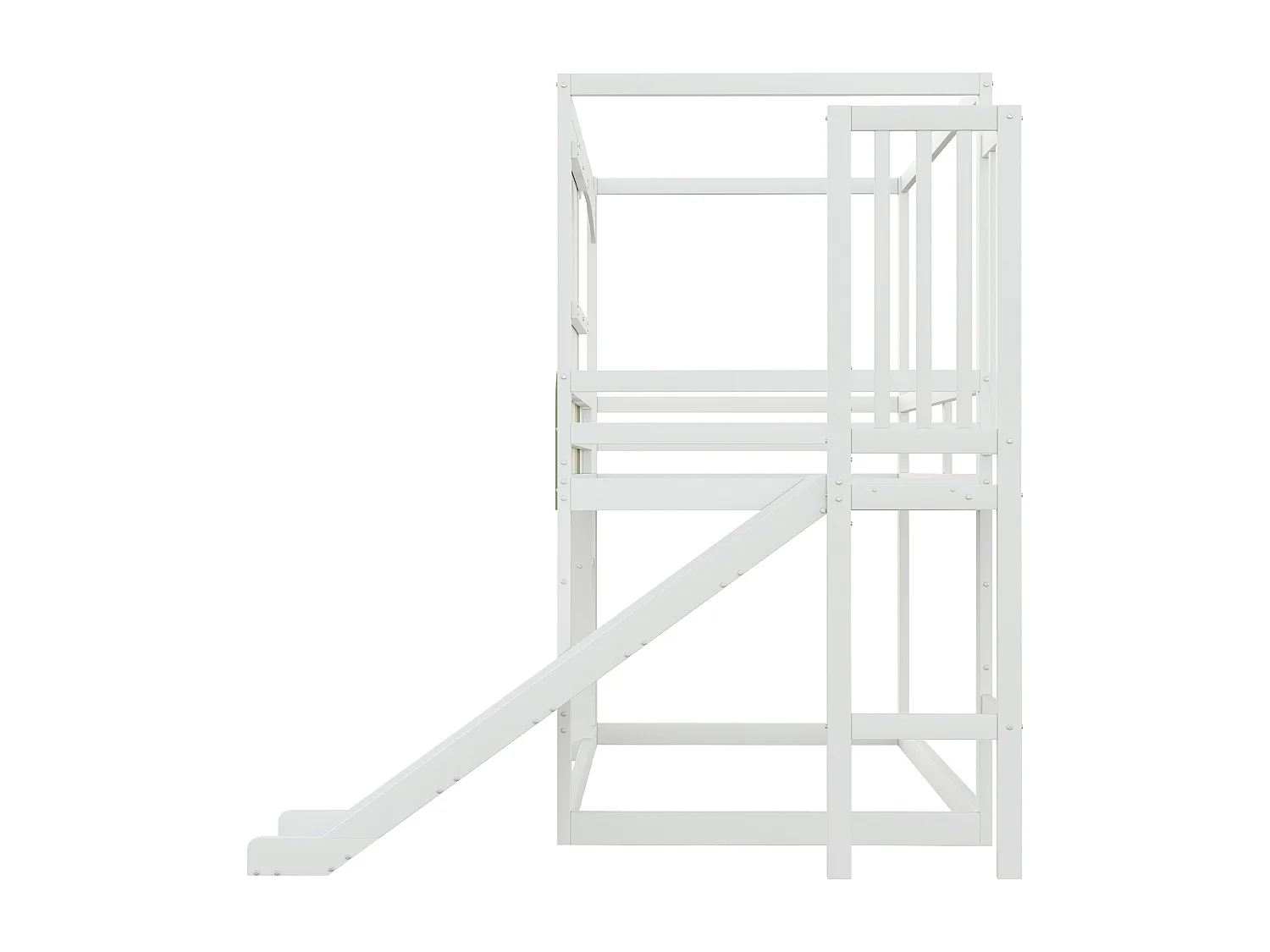 Lit superposé enfant 90x200 cm - avec barrières de sécurité - avec toboggan + échelle de sécurité - blanc (matelas non inclus)