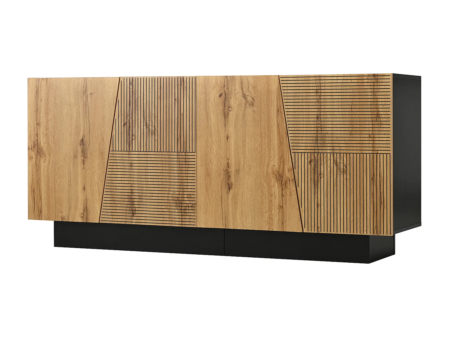 Buffet moderne 160x40x72 cm - avec 4 portes - Étagères réglables - Panneaux de particules - Naturel