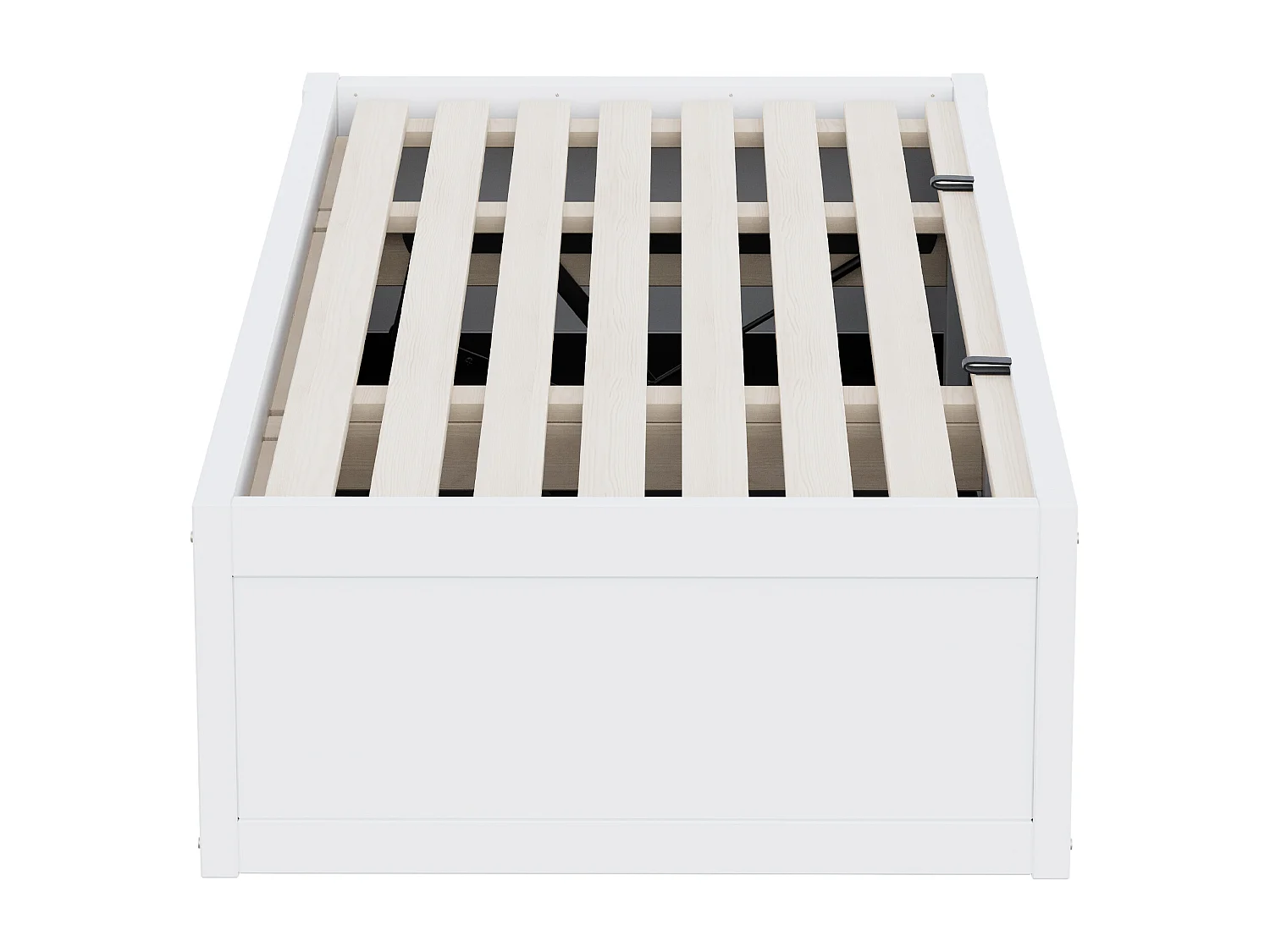 Kinderbett mit Stauraum 90x200 cm - mit einer Zeichentafel - Massivholz + MDF - weiß (Matratze nicht inbegriffen)