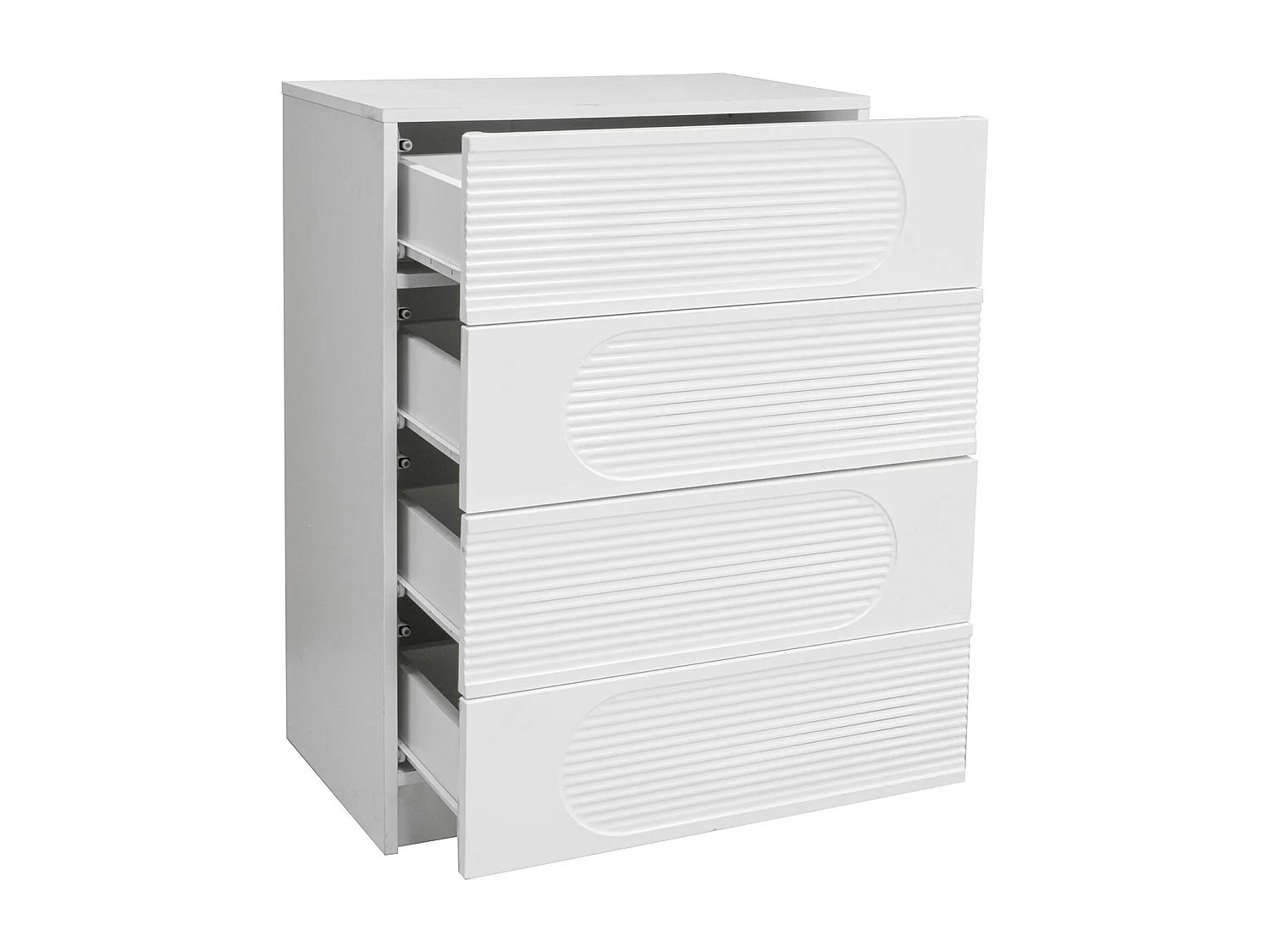 Buffet moderne 60x38.5x85 cm - Meuble de rangement avec 4 tiroirs - Finition brillante - Blanc