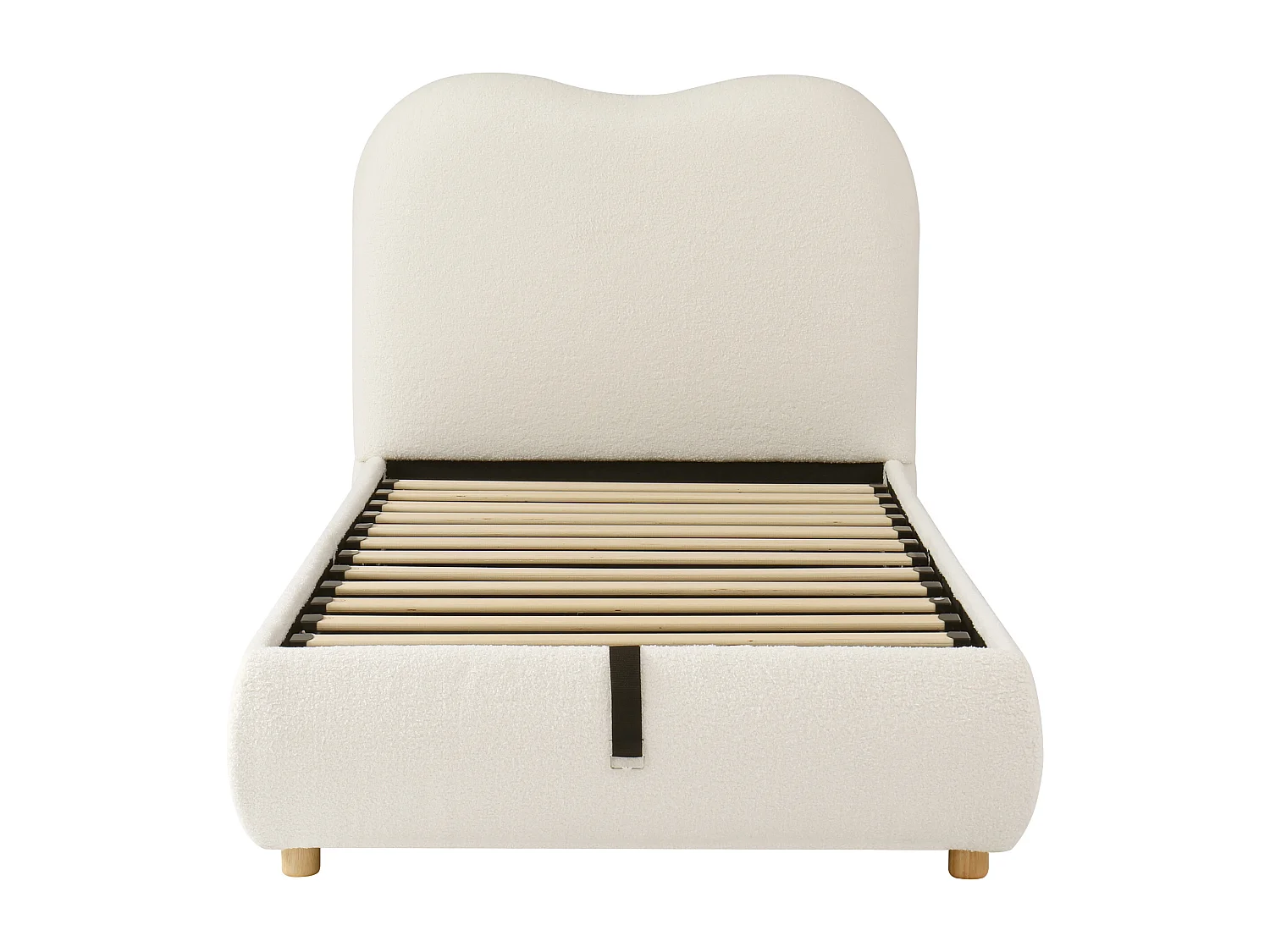 Kinderbed met opbergruimte 90x200 cm - met gestoffeerd hoofdeinde - Fluweel bekleding - Beige​ (matras niet inbegrepen)