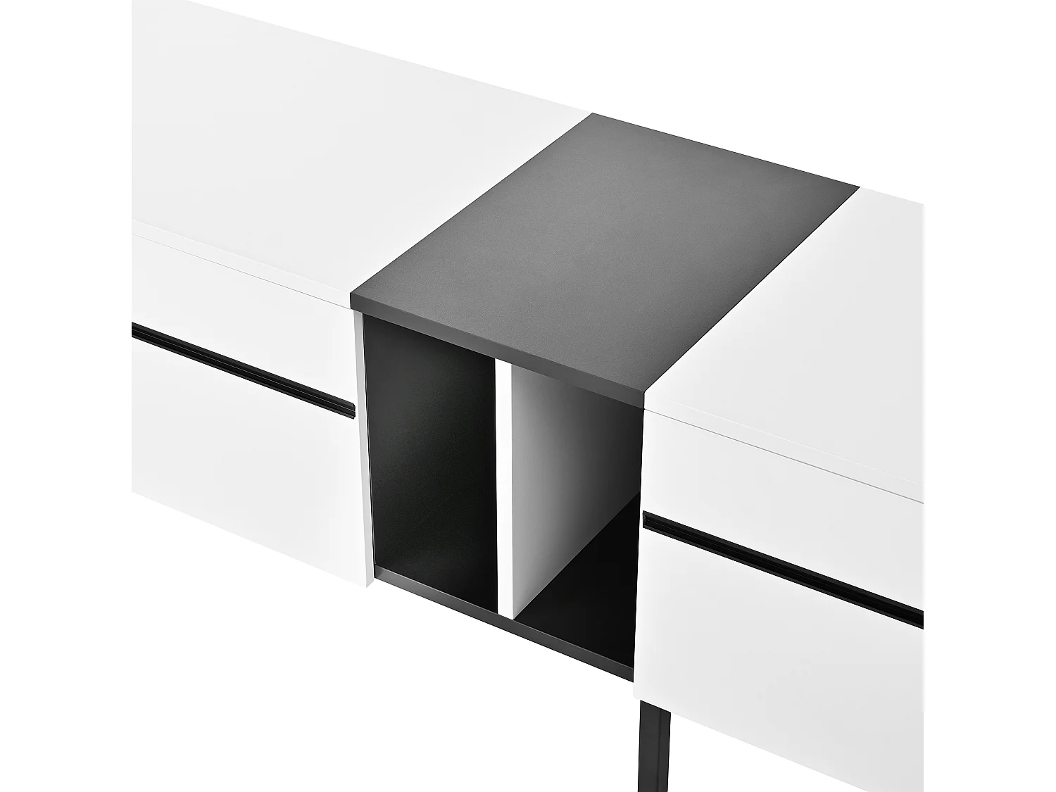 Móvel de TV moderno 180x38x45 cm - 3 portas - com prateleiras abertas - Branco