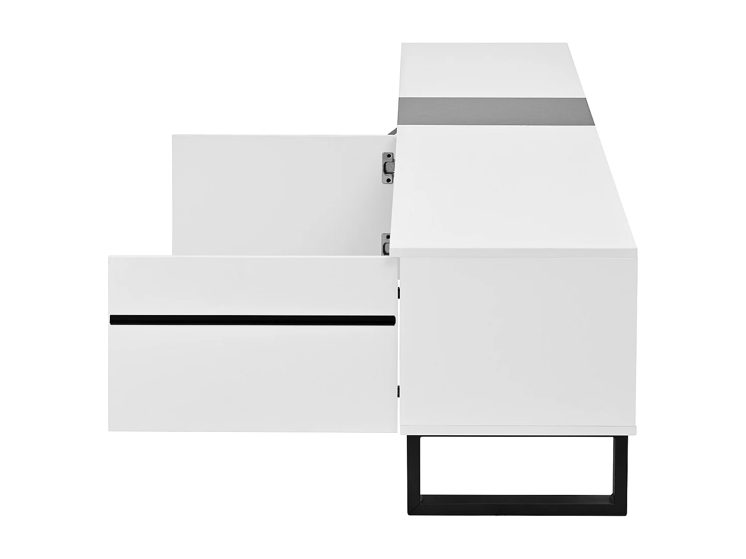 Móvel de TV moderno 180x38x45 cm - 3 portas - com prateleiras abertas - Branco