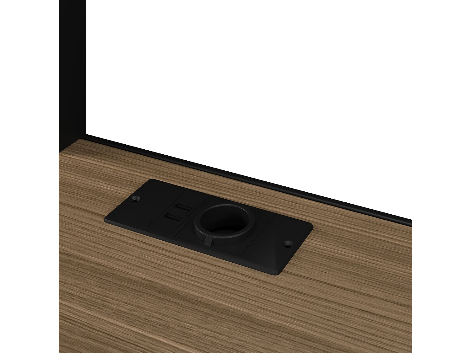 Hoogslaper 140x200 cm - Geïntegreerde opbergtrap - Ingebouwd bureau - LED-lichtstrip + USB-poort - Zwart (matras niet inbegrepen)