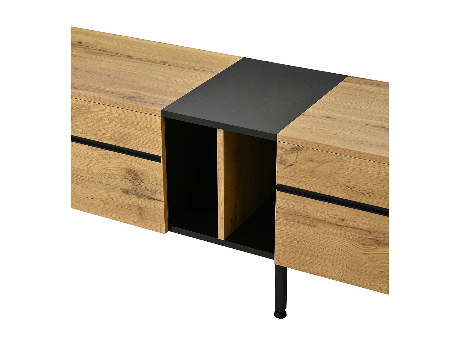 Móvel de TV moderno 180x38x45 cm - 3 portas - com prateleiras abertas - Natural