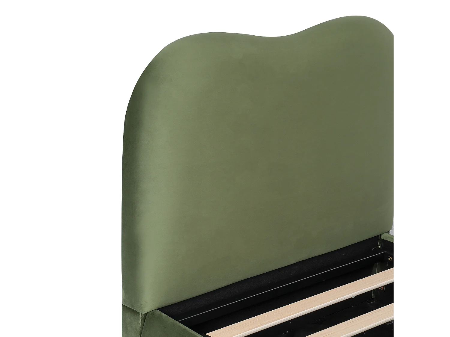 Kinderbed met opbergruimte 90x200 cm - met gestoffeerd hoofdeinde - Fluweel bekleding - Groen​ (matras niet inbegrepen)