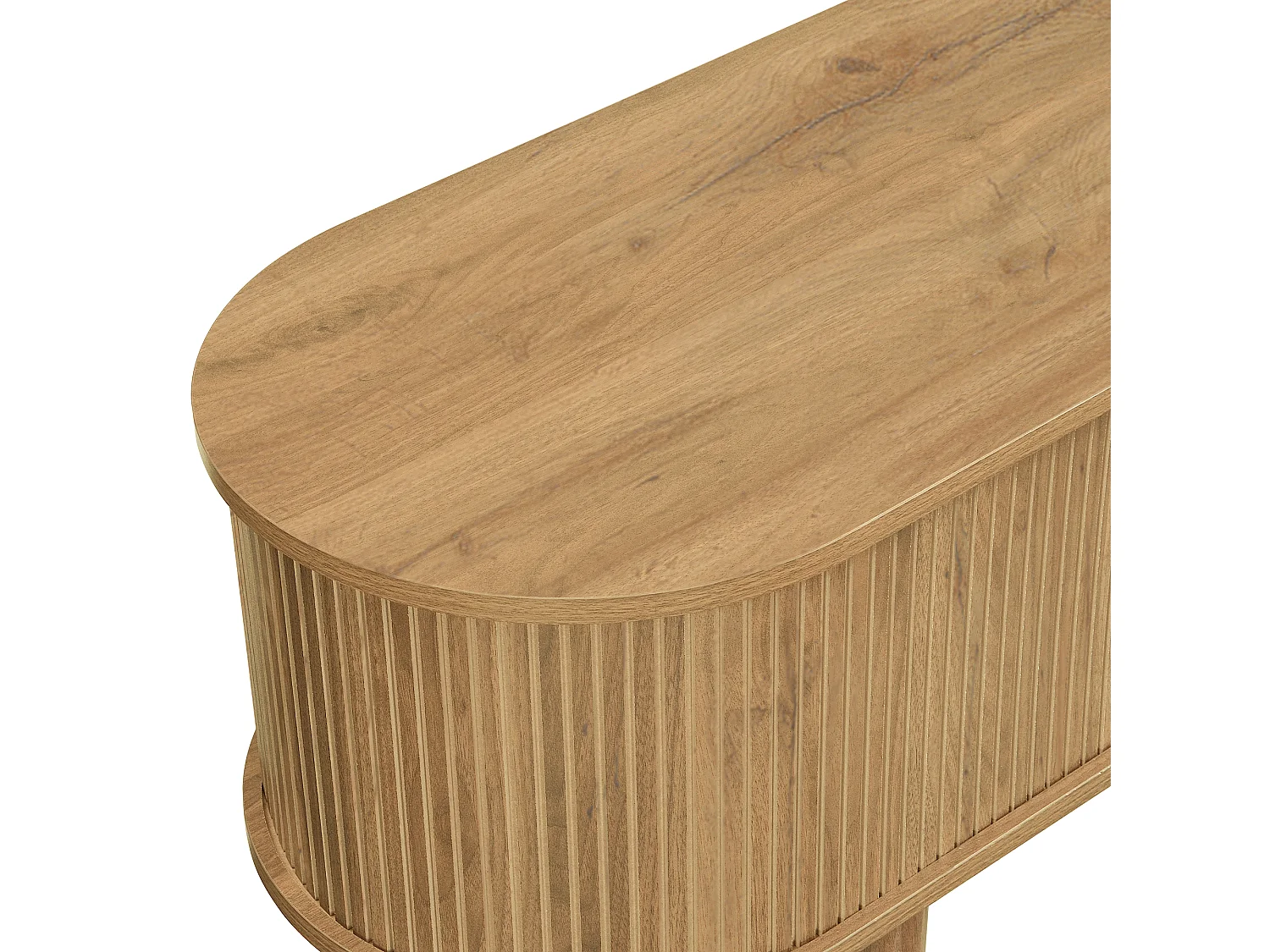 Meble TV w stylu wiejskim 175x38x45 cm - z 2 drzwiami przesuwnymi i 2 szufladami - Wykończenie drewnopodobne - MDF - Kolor naturalny