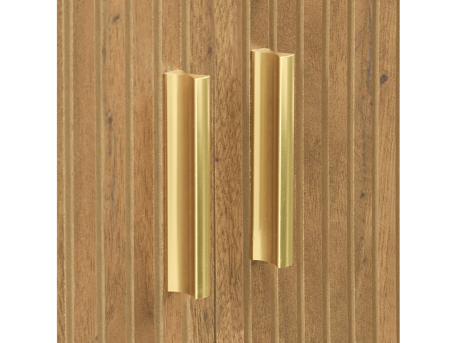 Meble TV w stylu wiejskim 175x38x45 cm - z 2 drzwiami przesuwnymi i 2 szufladami - Wykończenie drewnopodobne - MDF - Kolor naturalny