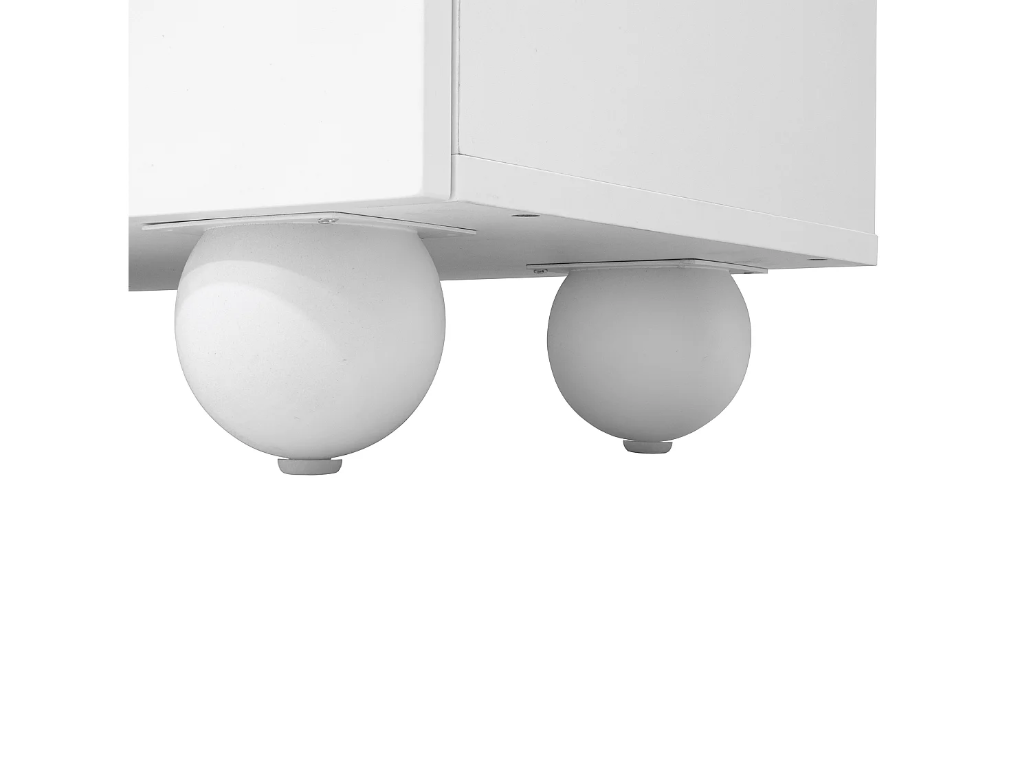 Nowoczesne meble TV 180,5x38x50cm - 4 drzwi - Kuliste nogi - MDF + płyta wiórowa - Biały