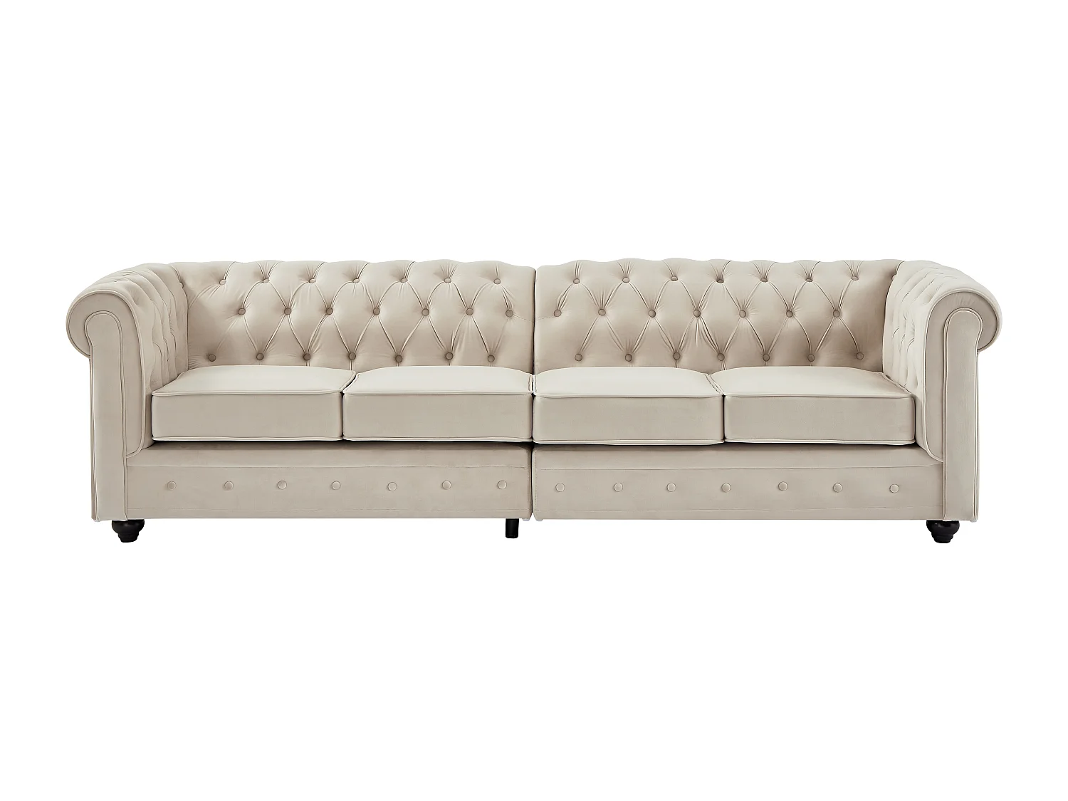 Canapé 4 places en velours beige CHESTERFIELD
