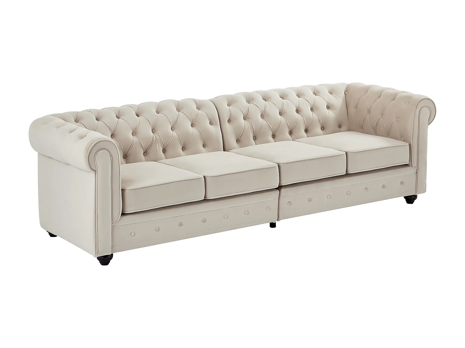 Canapé 4 places en velours beige CHESTERFIELD