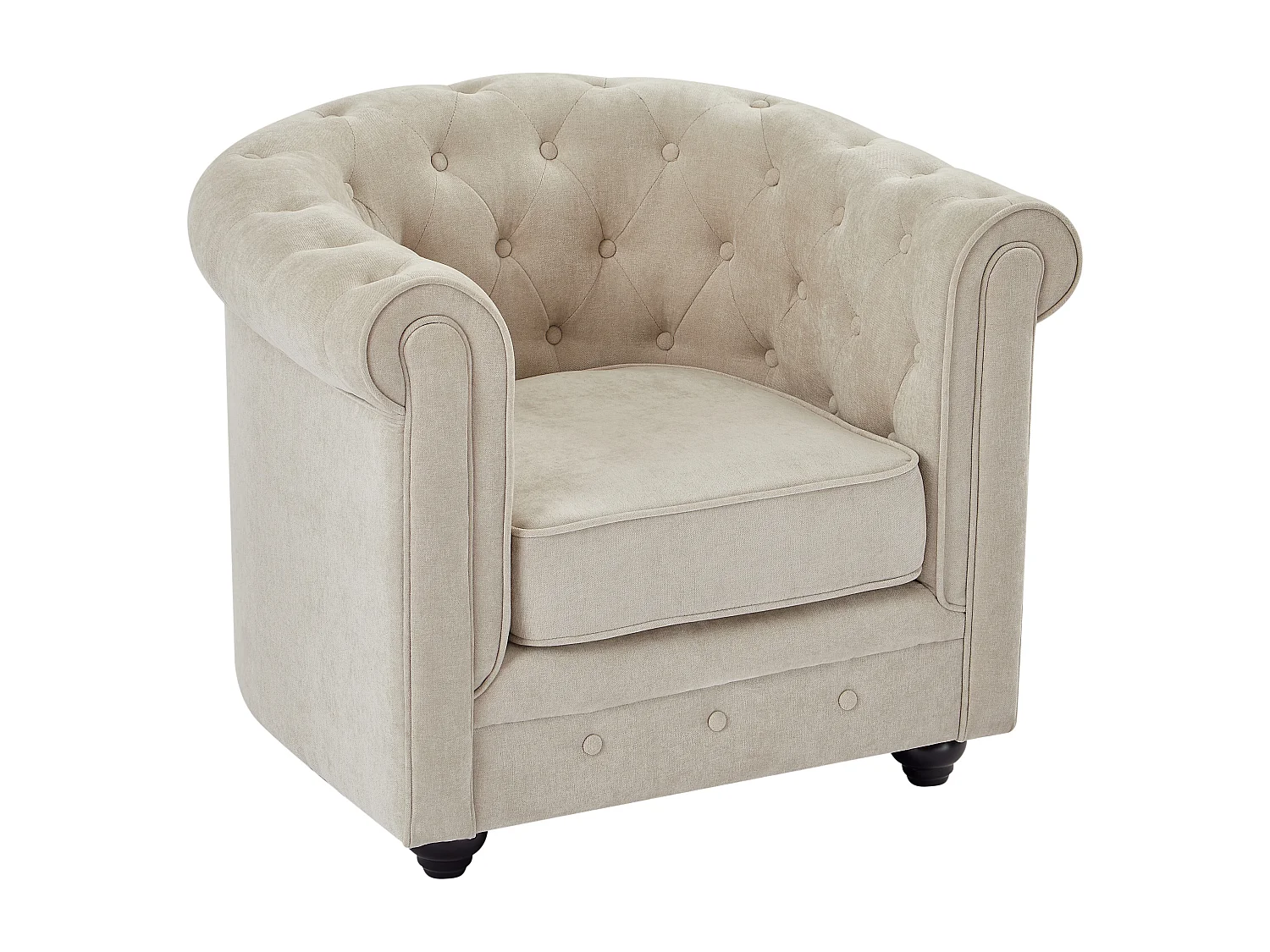 Fauteuil en tissu beige CHESTERFIELD