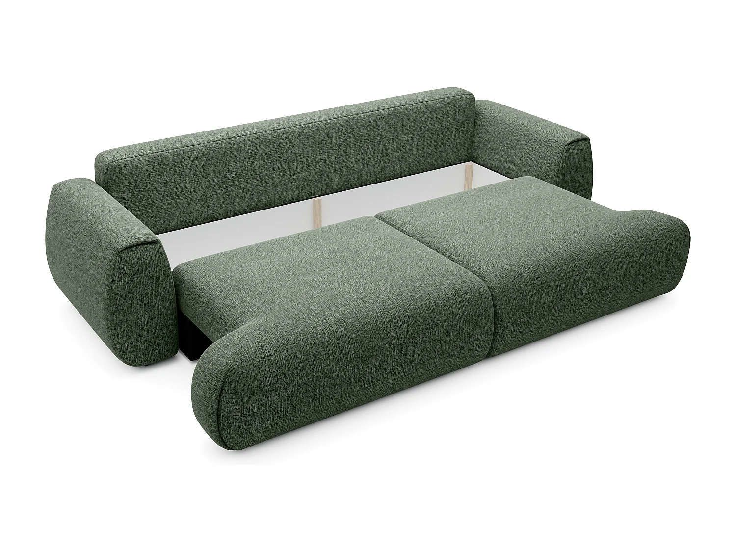 Canapé 4 places convertible en tissu chenille vert sapin MONELIA