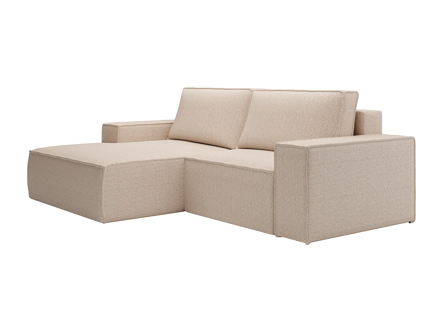 Petit canapé d'angle gauche convertible en tissu texturé beige AMELIA