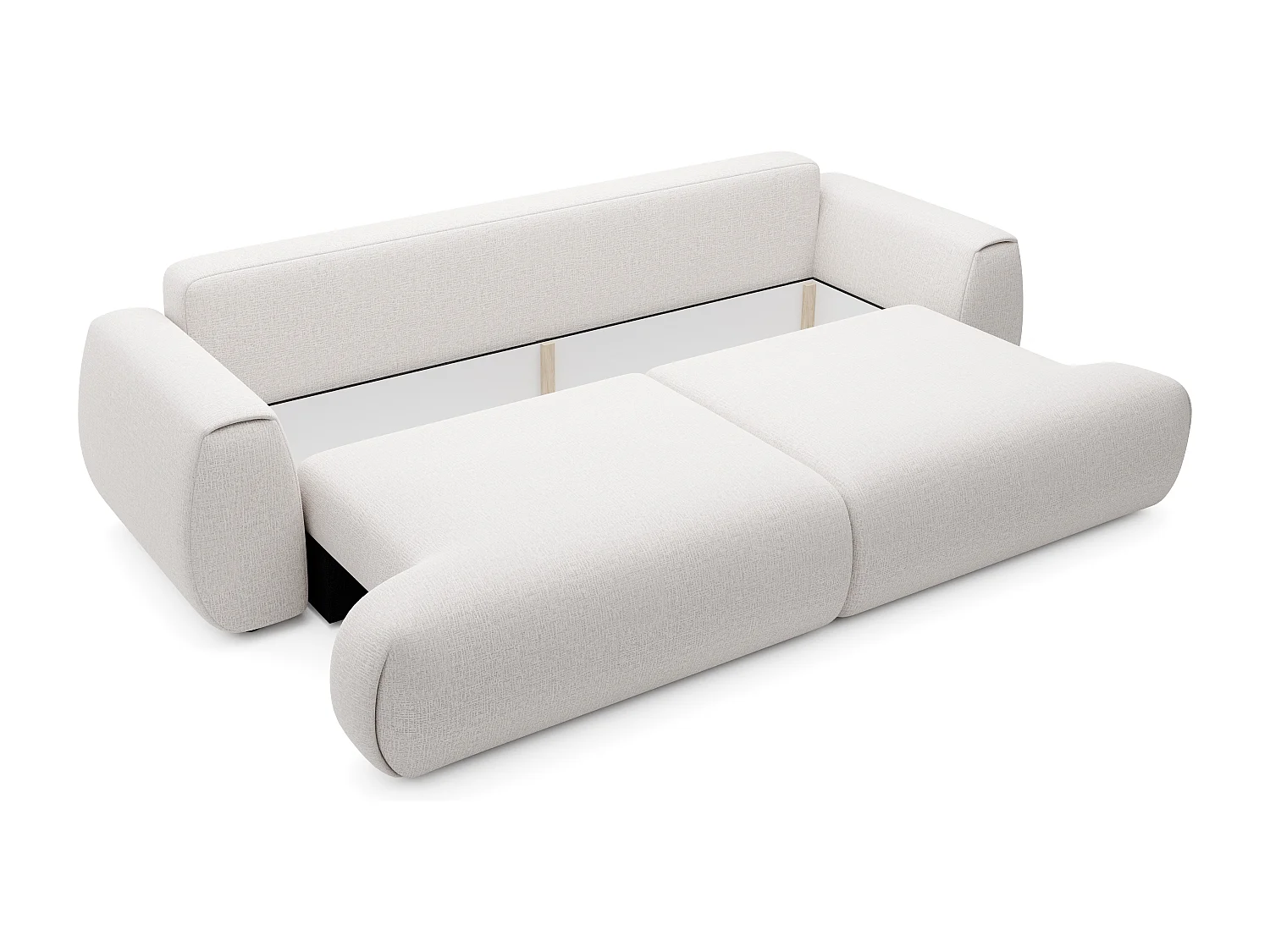 Canapé 4 places convertible en tissu chenille blanc ivoire MONELIA